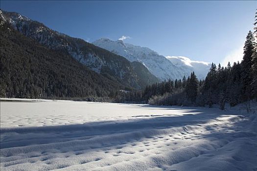 冬季风景,湖,萨尔茨堡,奥地利,欧洲
