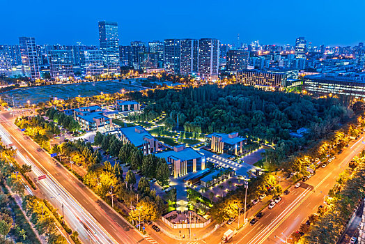 北京望京的cbd建筑夜景