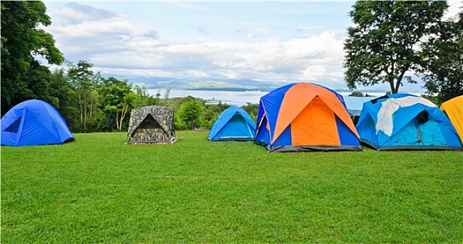 露营,帐篷,山