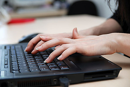 女人,打字,笔记本电脑,键盘