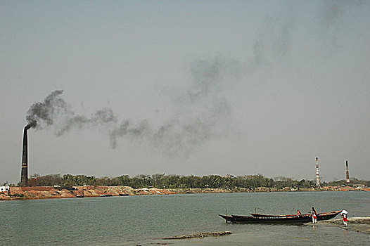 砖,地点,堤岸,河,孟加拉,二月,2008年