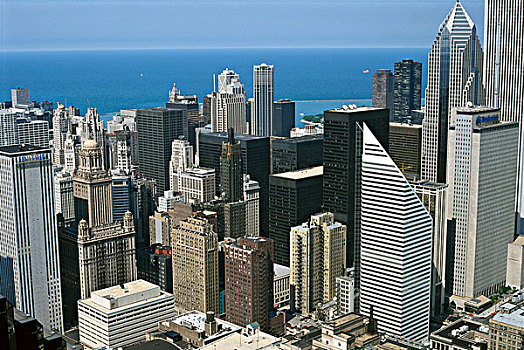 美国,芝加哥,市区,密歇根湖,看,东北方,摩天大楼