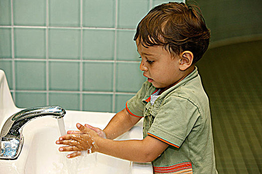 奥兰多,男孩,洗,手