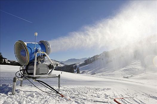 雪,大炮,制作,假的,滑雪,区域,巴伐利亚,德国,欧洲