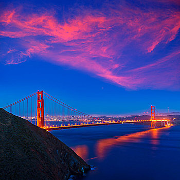 金门大桥,旧金山,日落,加利福尼亚