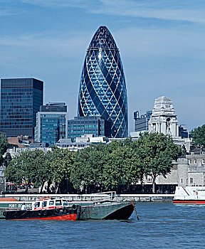 瑞士再保险塔,伦敦,风景,泰晤士河
