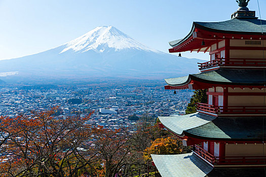 山,富士山,塔