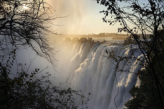 维多利亚瀑布,一个,壮观,赞比西河,100米,峡谷,赞比亚,长,小提琴
