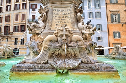 碎片,著名,喷泉,万神殿,传统,罗马,房子,背景,意大利