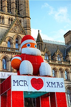历史,市政厅,建筑,装饰,圣诞时节,曼彻斯特,英国