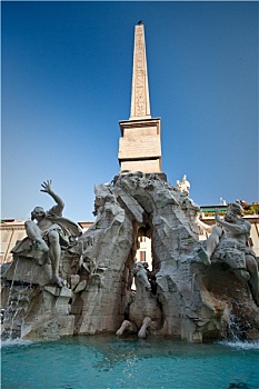 喷泉,四个,河,纳沃纳广场