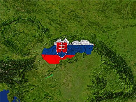 卫星图,斯洛伐克,旗帜,遮盖