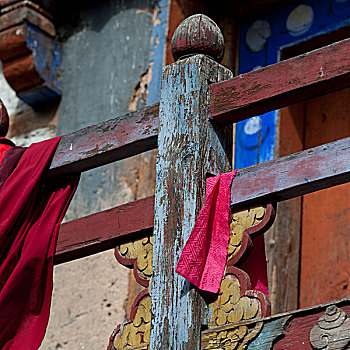 布,上方,栏杆,宫殿,不丹