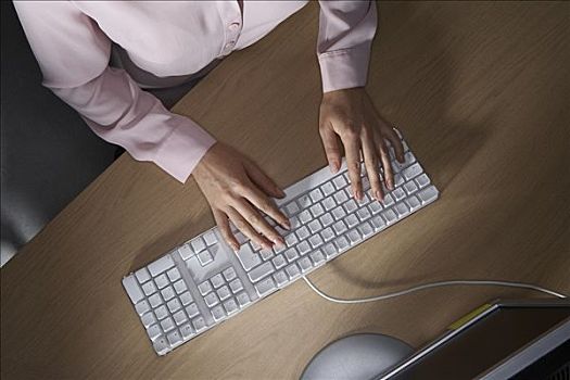 女人,手,打字,电脑,键盘