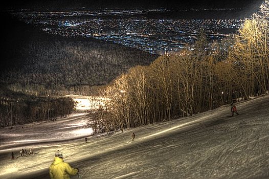 札幌,山,滑雪坡,夜晚