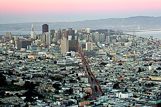 俯拍,建筑,城市,旧金山,加利福尼亚,美国