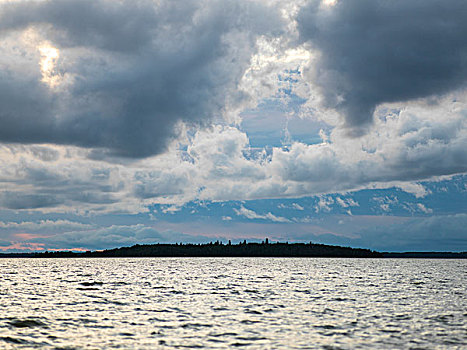 云,上方,温尼伯湖,赫克拉火山磨石省立公园,曼尼托巴,加拿大