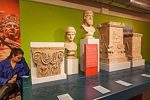 英格兰,泰恩-威尔,罗马,场所,博物馆,展示,雕塑