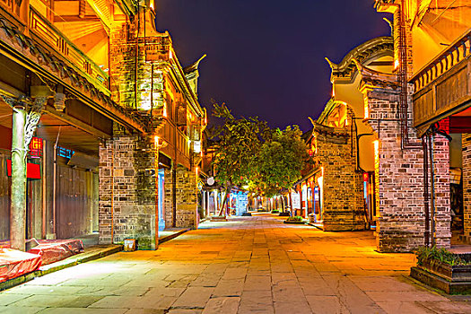 夜景,四川,古镇