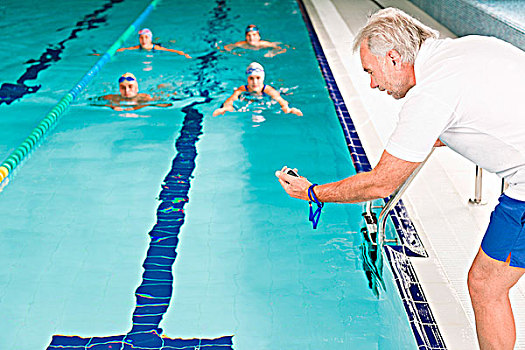 游泳池,游泳者,训练,竞争,学习班,教练