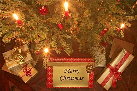 装饰,圣诞树,蜡烛,瓷器,礼物