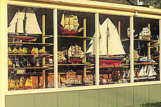 模型,帆船,橱窗,加斯佩半岛,魁北克,加拿大