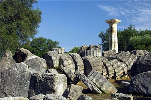 剩余,柱子,寺庙,宙斯,古老,奥林匹亚,希腊