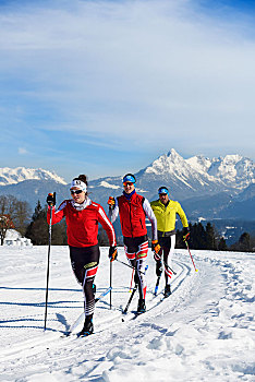 越野滑雪,越野,中心,基兹比厄尔,阿尔卑斯山,提洛尔,奥地利,欧洲