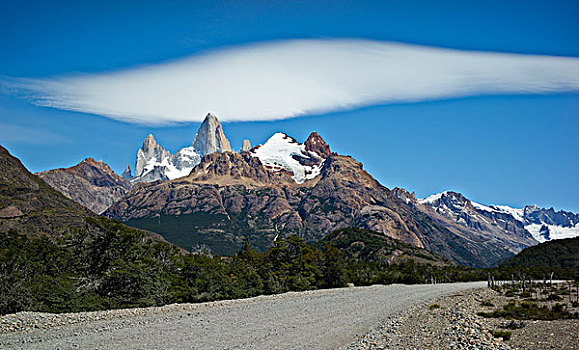 怪异,云体,上方,积雪,攀升,菲茨罗伊,阿根廷