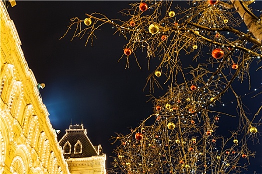 圣诞装饰,莫斯科,城市,夜晚