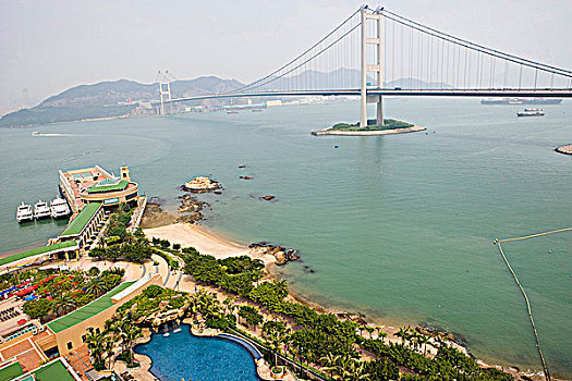 远眺,桥,公园,岛屿,复杂,香港