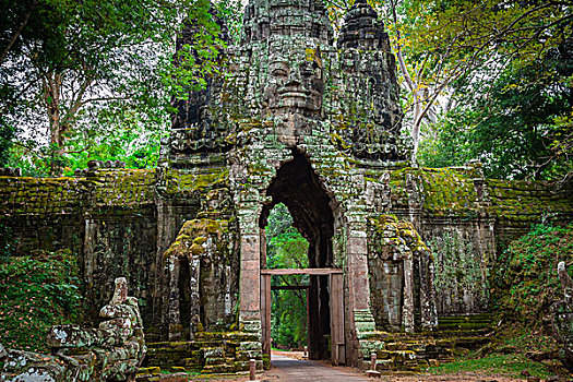古老,高棉,建筑,惊奇,风景,巴扬寺,日落,吴哥窟,复杂,收获,柬埔寨,旅游