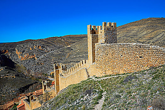 阿巴拉钦酒店,中世纪,城镇,要塞,壁,乡村,特鲁埃尔,西班牙