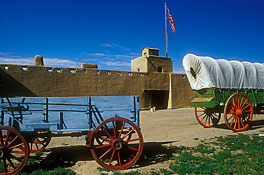 篷车,正面,堡垒,老,国家,古迹,科罗拉多,美国
