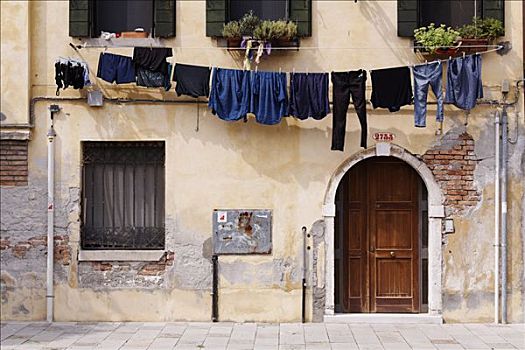 洗衣服,晾衣服,威尼斯,意大利