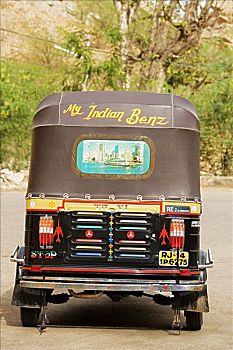 后视图,人力车,斋浦尔,拉贾斯坦邦,印度