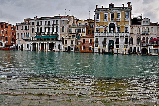 洪水,大运河,靠近,雷雅托桥,满潮,威尼斯,意大利