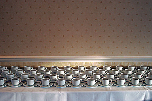 线条,整洁,室外,茶,杯子,上面,白色,布,墙壁,后面,他们