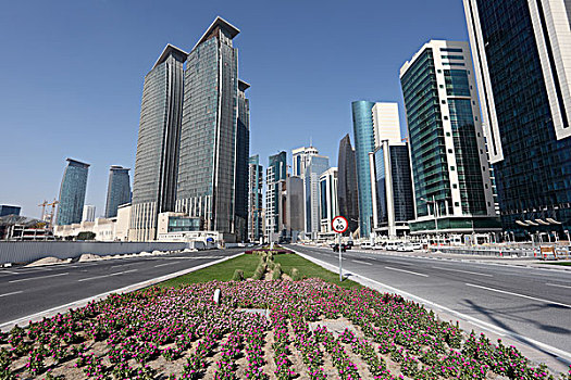 街道,多哈,市区,卡塔尔,中东