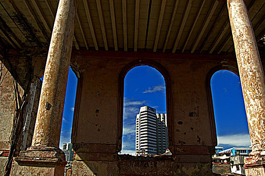 残留,老建筑,哈瓦那,古巴,首都,港口,商业中心,城市,一个,居民
