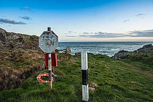 停车标志,海岸,科克郡,爱尔兰,欧洲
