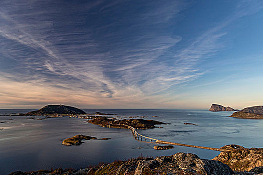 风景,著名,桥,穿过,岛屿,秋天,北极,挪威