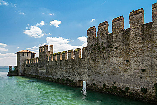帘,墙壁,城堡,加尔达湖,西尔米奥奈,省,布雷西亚,伦巴第,意大利,欧洲