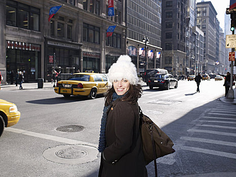 女人,纽约,街道