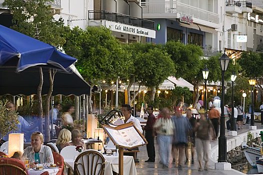 餐馆,阿基亚斯尼古拉斯,省,克里特岛,希腊