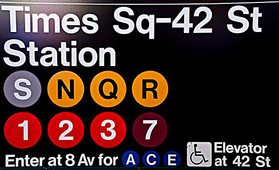 时代广场,地铁,标识,42街,纽约,美国