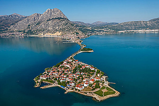 航拍,绿色,岛屿,湖,土耳其