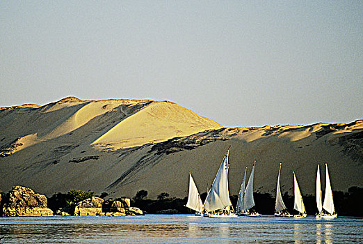 埃及,阿斯旺,三桅小帆船,尼罗河