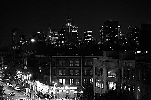 街景,城市,夜晚,纽约,美国