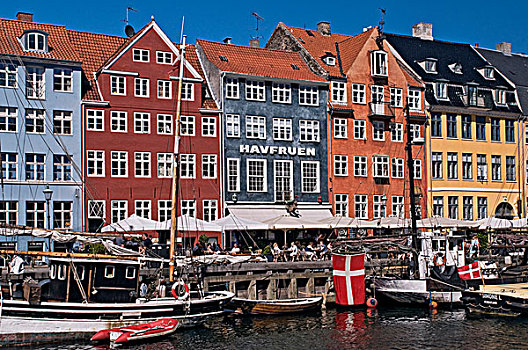纽哈温运河,街道,哥本哈根,丹麦,斯堪的纳维亚,欧洲
